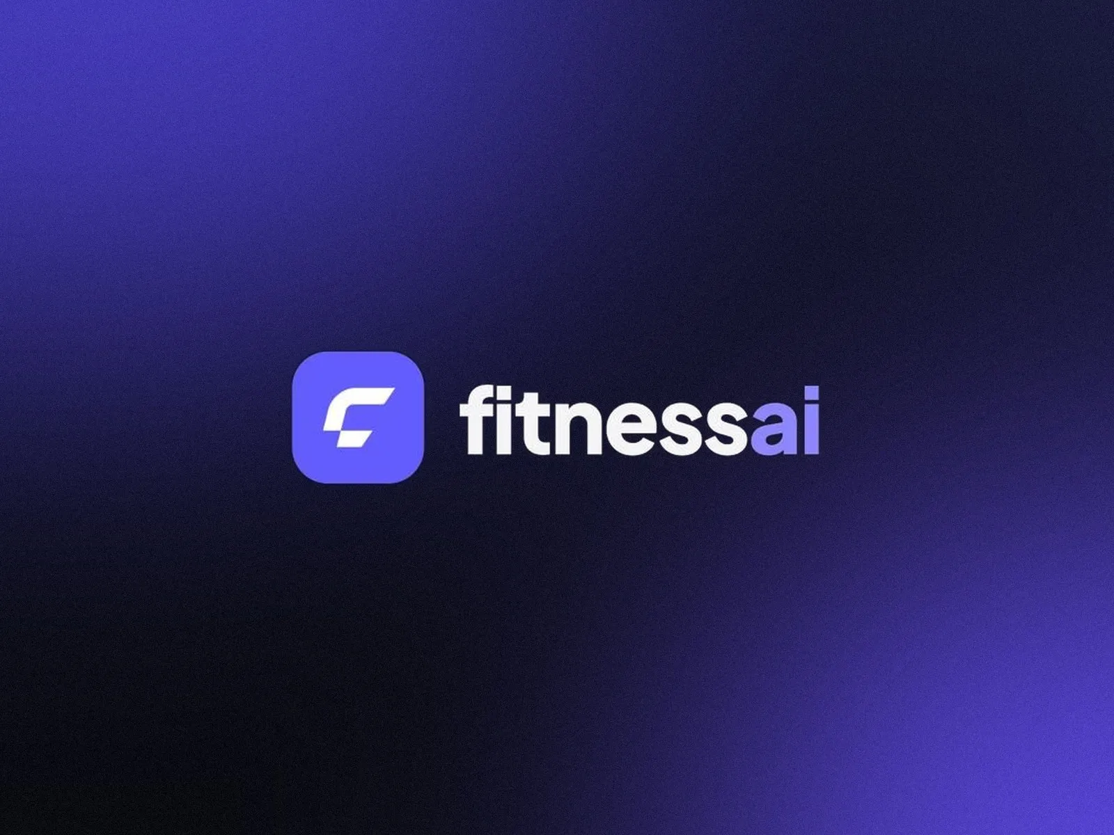 Иконка и логотип приложения Fitness AI на тёмном фиолетовом градиенте